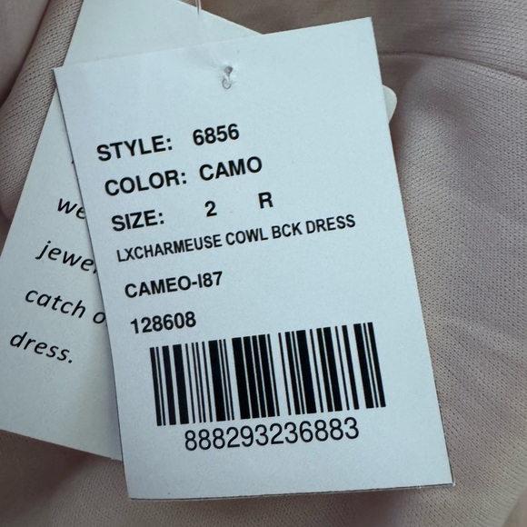 After Six by Dessy Cowl Back Long Maxi Dress Gown, Toasted‎ Sugar, Size 2, NWT - Picture 13 of 15